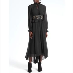 Banana Republic x Olivia Palermo sheer tie-neck black dress